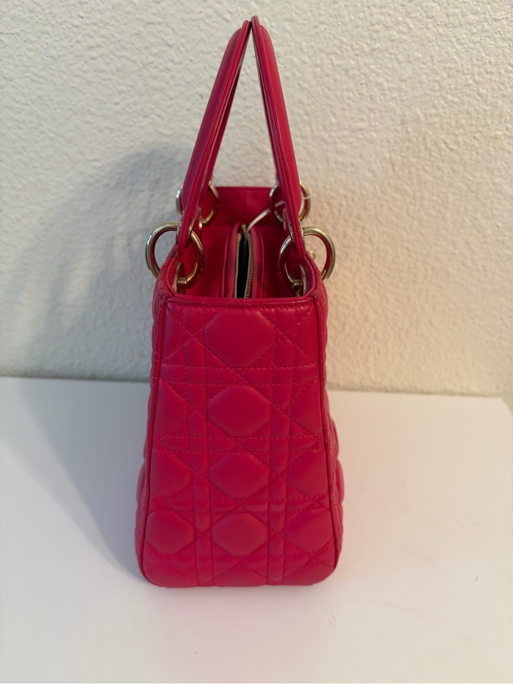 Dior Fuchsia Quilted Lady Dior Mini Top-Handle Bag - Picture 3 of 11